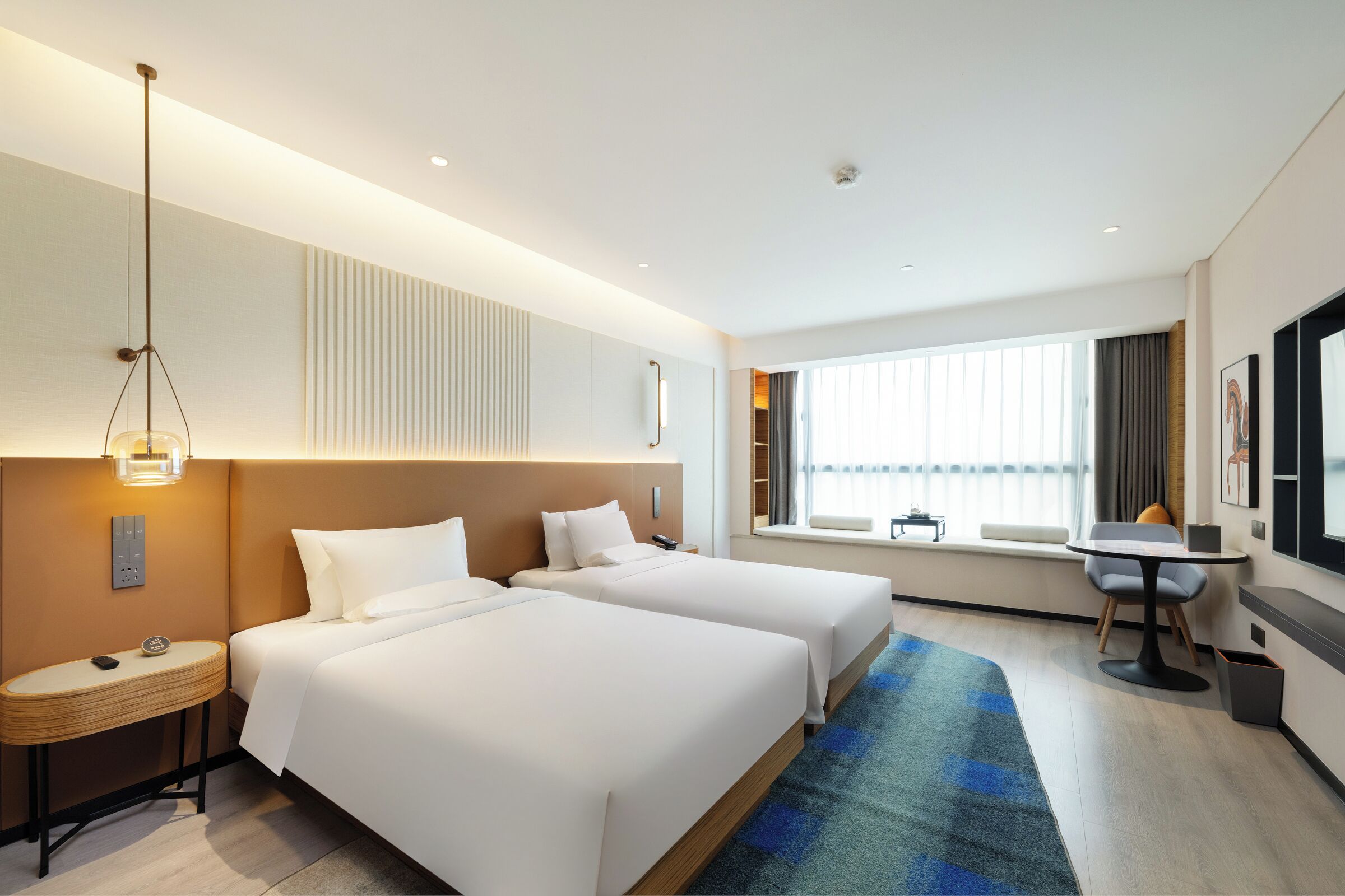 デラックス ルーム シングルベッド 2 台 | ミニバー (無料)、遮光カーテン、ベビーベッド (無料)、WiFi (無料)