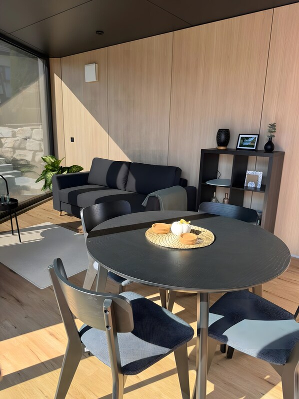 Dining - Tiny Home 'Seewald - Tiny House' with Private Terrace, Shared Garden and Wi-Fi (Seewald)