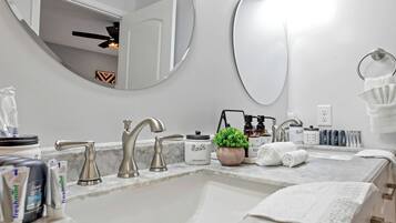 Hair dryer, towels