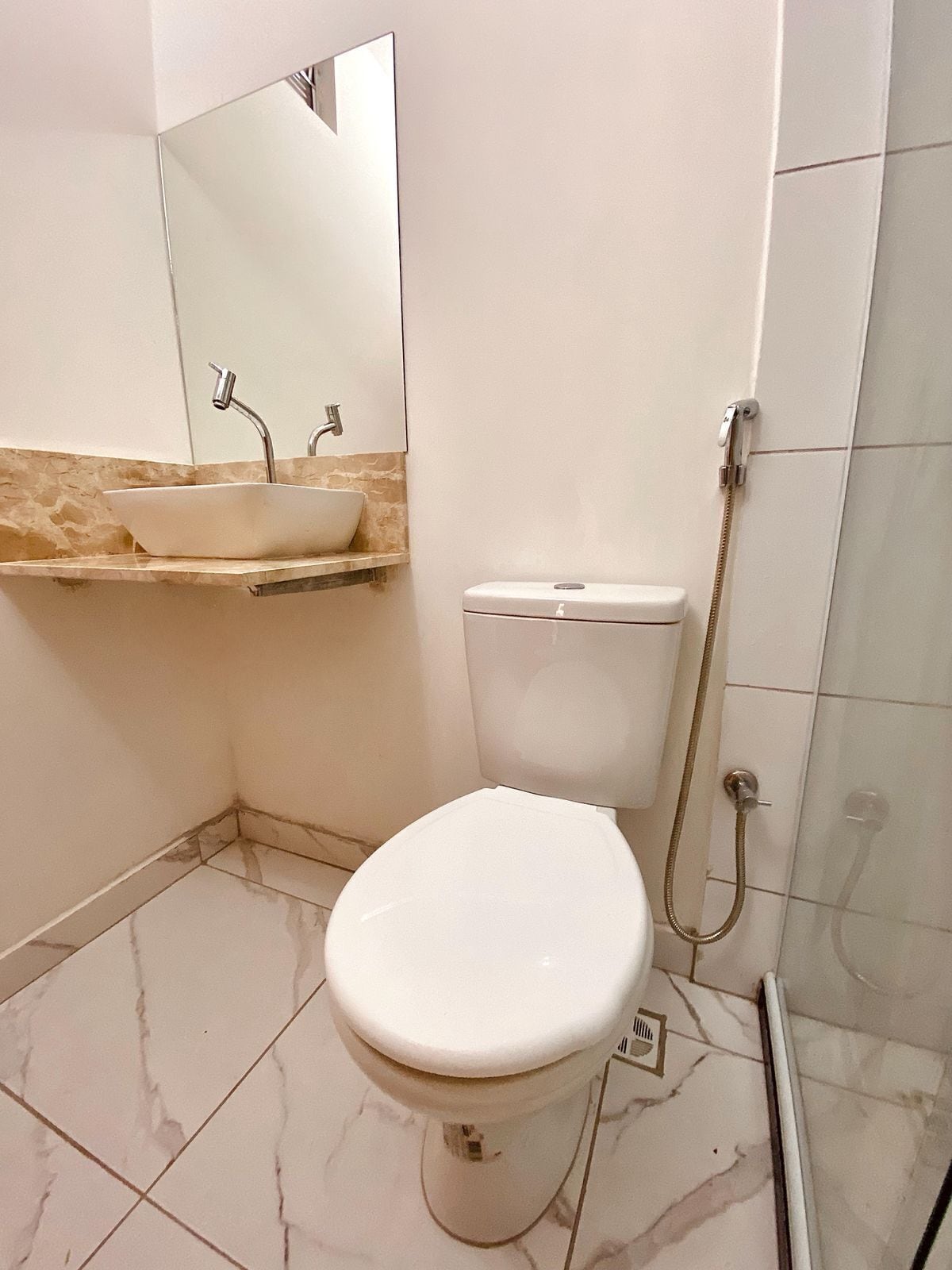 Shower, towels, soap, shampoo