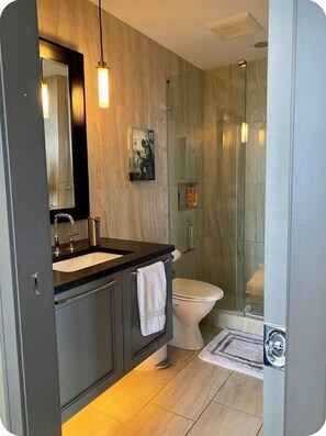 Dusche, Haartrockner, Handtücher