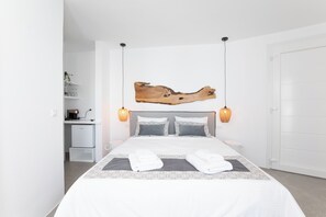 Deluxe Suite, Partial Sea View | Premium bedding, Select Comfort beds, in-room safe, iron/ironing board - Mytheo Luxury Studios (Mykonos)