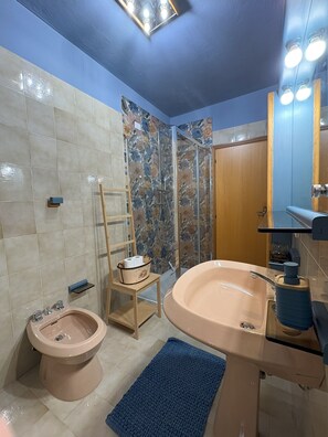 Dusche, Haartrockner, Bidet, Handtücher