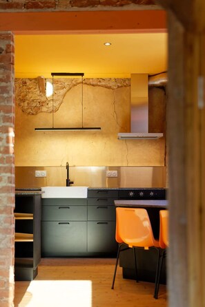 Departamento, patio, vista al mar | Cocina privada