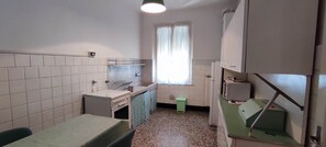 Fridge, microwave, stovetop, high chair