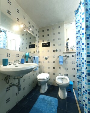 Dusche, Haartrockner, Bidet, Handtücher