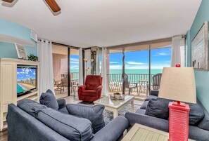 TV - Boardwalk Oceanfront 3BR | Balcony, Pool & Hot Tub (Myrtle Beach)