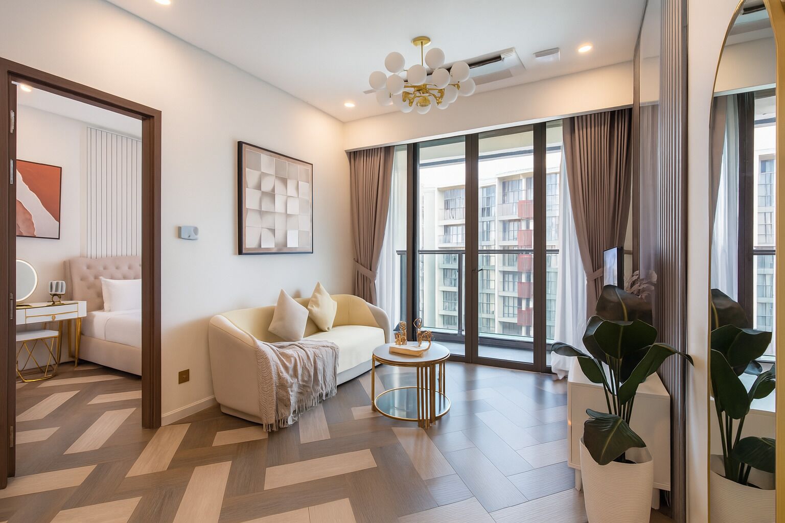 Appartement « Premier », 1 chambre, balcon, vue ville | Literie hypoallergénique, minibar, décoration personnalisée