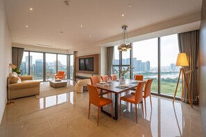 Premium Apartment, 3 Bedrooms, Balcony, City View | Hypo-allergenic bedding, minibar, individually decorated