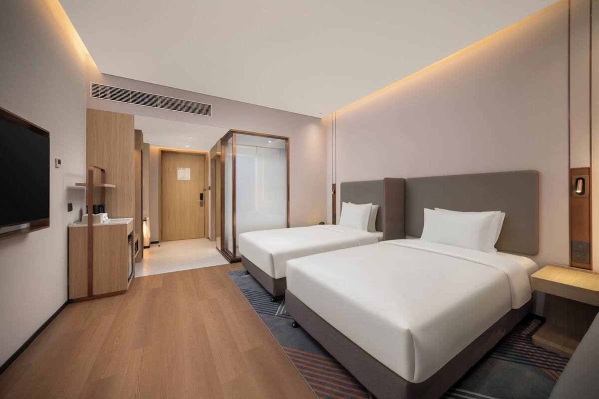 Standard Room, 2 Double Beds, Accessible | Premium bedding, down comforters, memory foam beds, desk