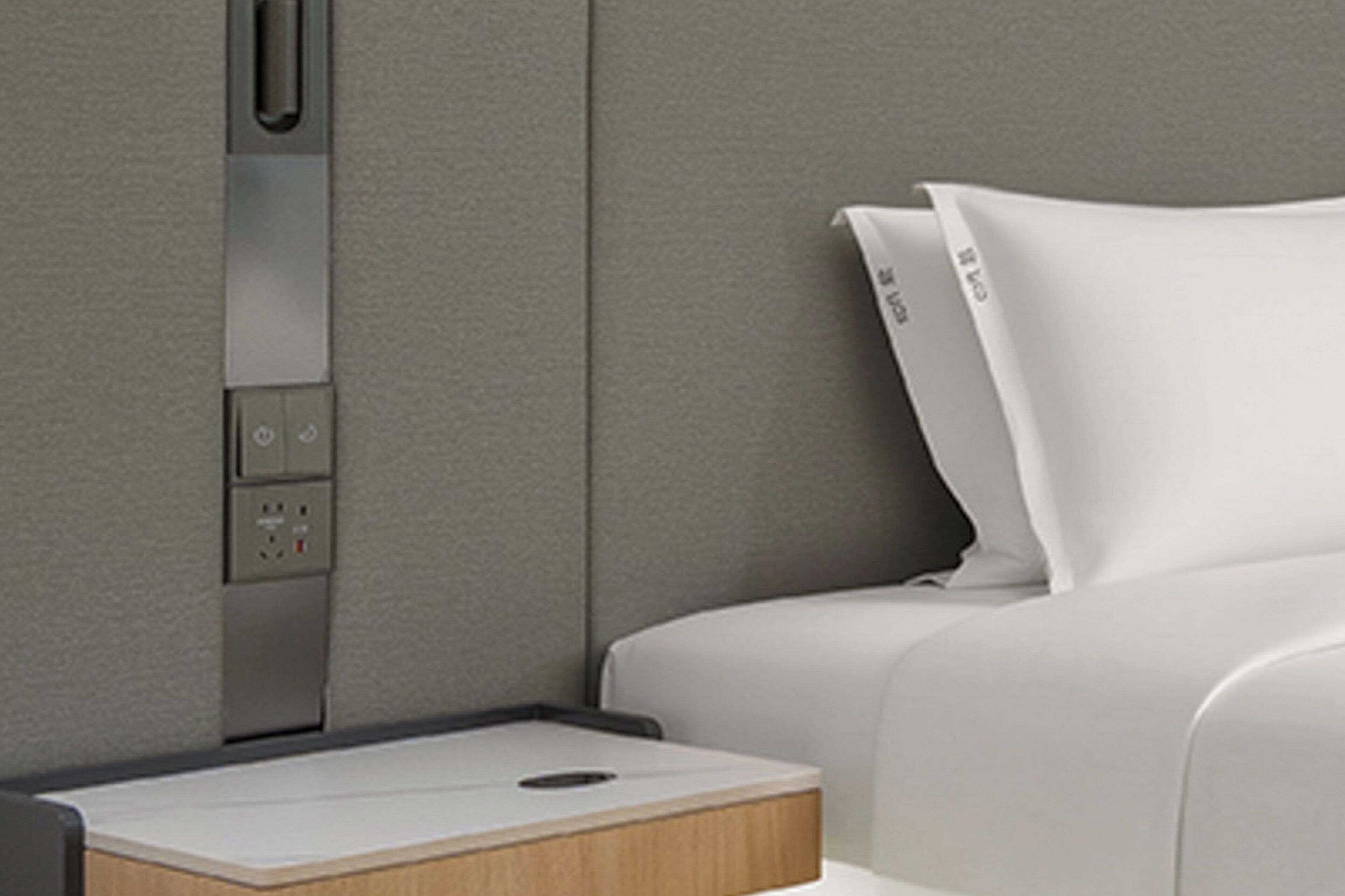Premium bedding, down comforters, desk, laptop workspace