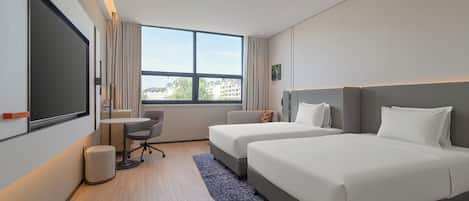 2 Double Standard | Premium bedding, down comforters, desk, laptop workspace