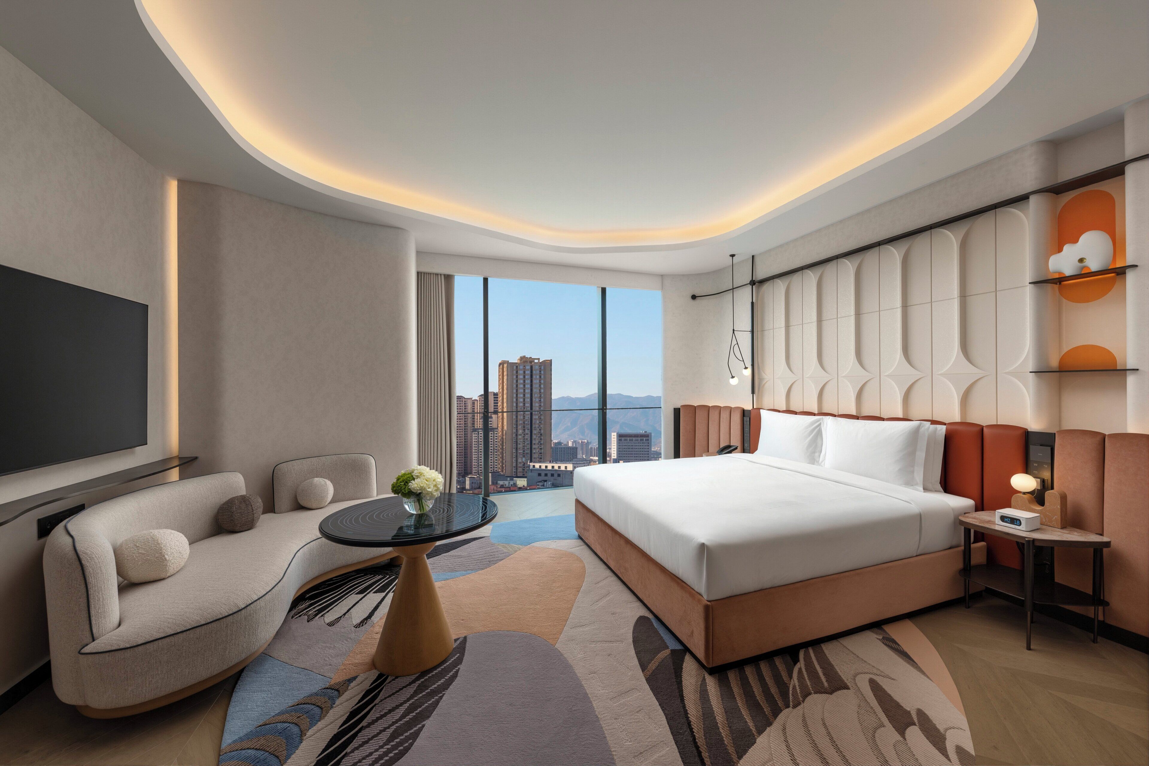 Premium bedding, memory foam beds, free minibar, blackout drapes