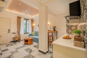 Living area - Staymaster Veridian  Serviced 2BHK  AC  Pool (Calangute)