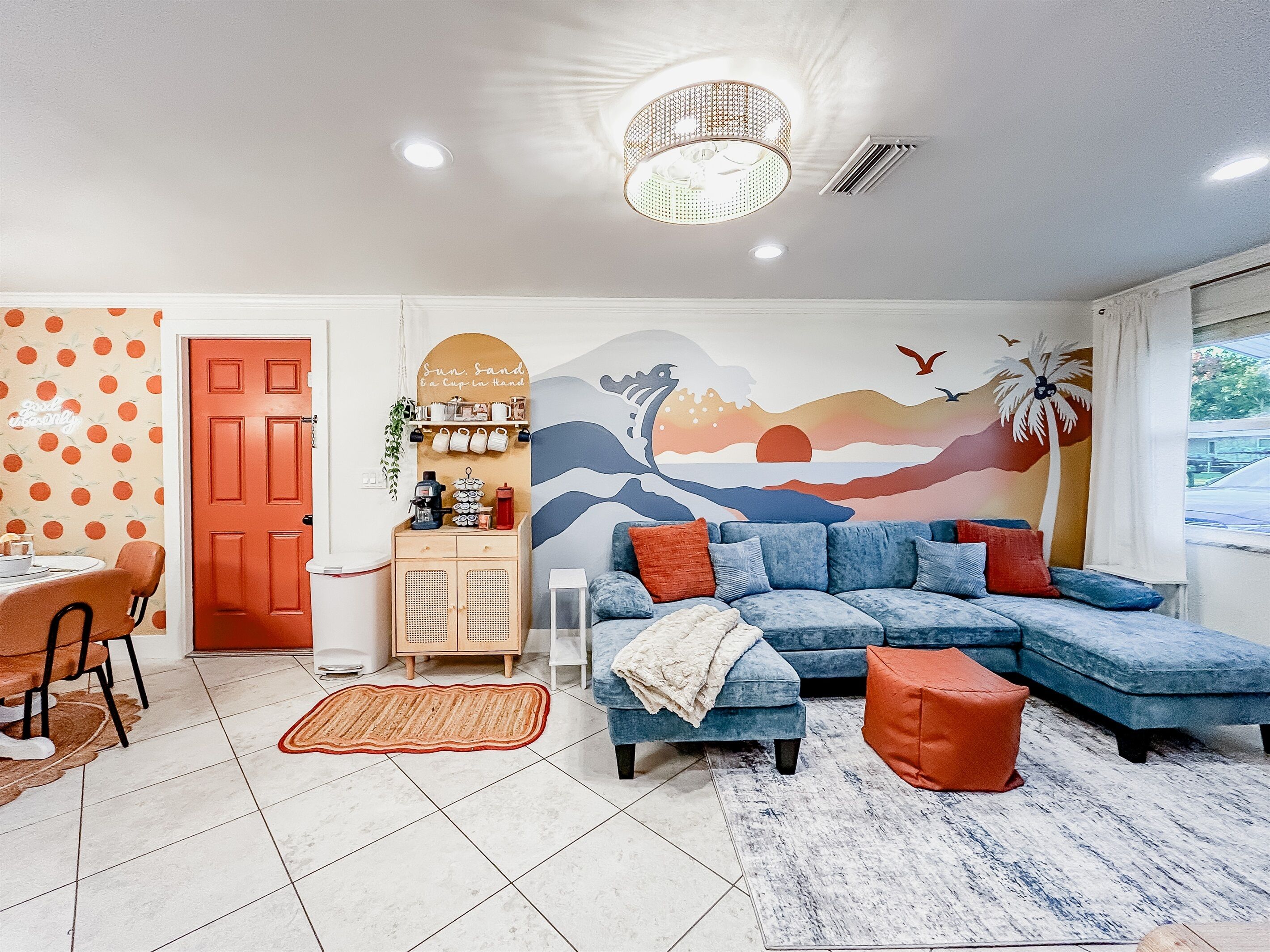 Smart-TV, Kamin, Videospiele, Tischfußball