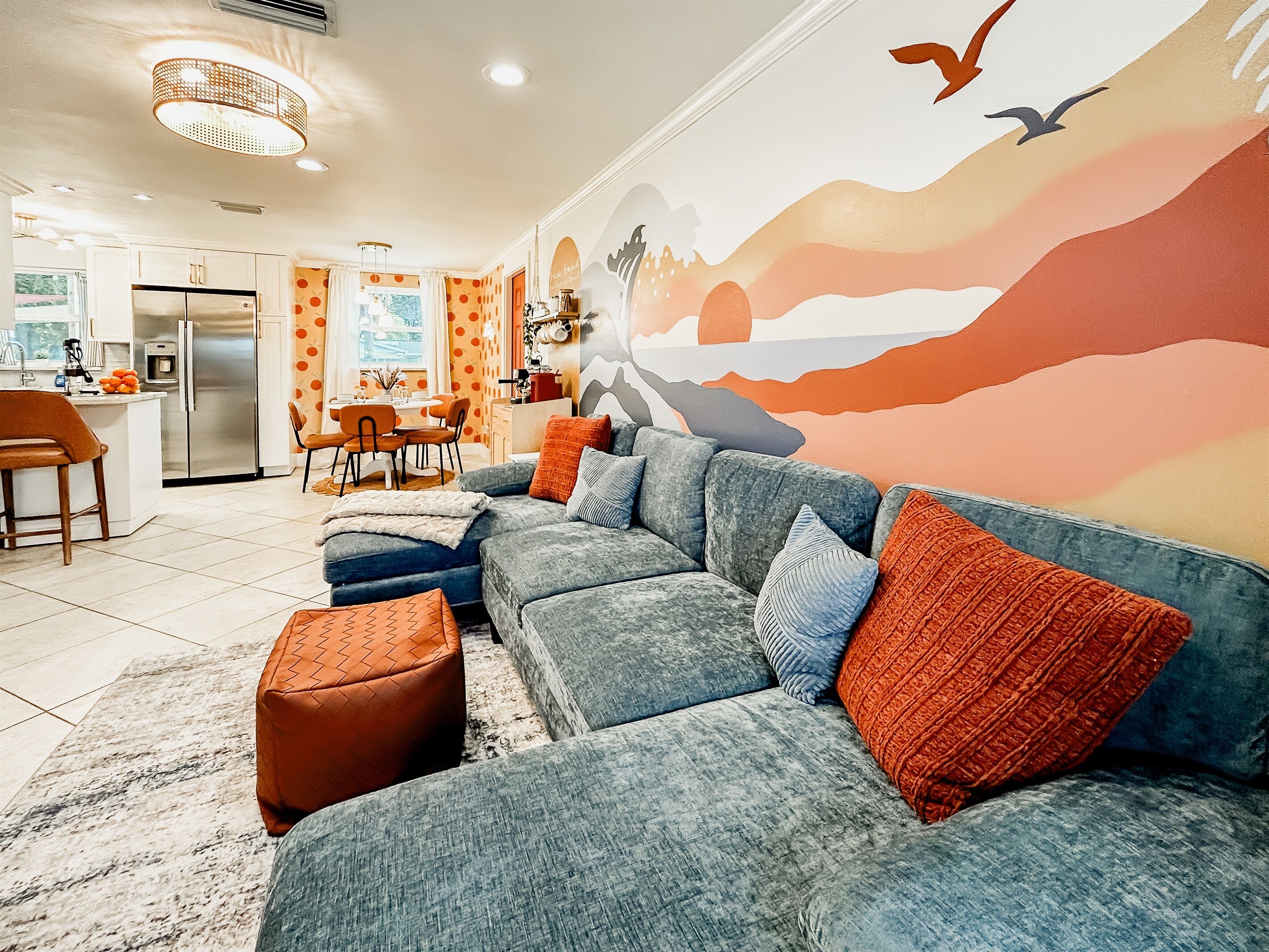 Smart TV, fireplace, video games, table football