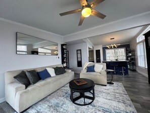 Smart TV, fireplace, video games, books