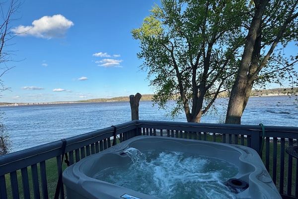 Hot tub with river view