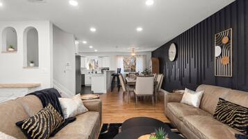 Smart TV, fireplace, video games, stereo