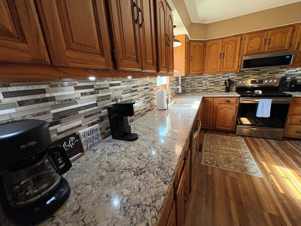 Microwave, oven, stovetop, dishwasher