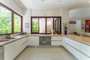 Deluxe Villa, 4 Bedrooms, Private Pool, Pool View | Private kitchen | Full-size fridge, microwave, oven, stovetop