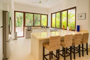 Deluxe Villa, 4 Bedrooms, Private Pool, Pool View | Private kitchen | Full-size fridge, microwave, oven, stovetop