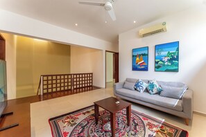 Deluxe Villa, 4 Bedrooms, Private Pool, Pool View | Living area | 60-inch LED TV with digital channels, Netflix, streaming services