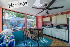 Fridge, microwave, stovetop, coffee/tea maker - Port Canaveral Cruisers-steps from beach 1-bdrm 1-bth apartment w/ kitchen (Cocoa Beach)