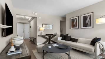 TV, books, stereo, offices