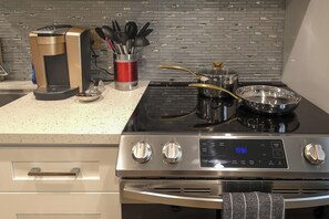 Fridge, microwave, stovetop, coffee/tea maker - Walk to Hollywood Blvd: Chic LA Studio w/ Patio! (Los Angeles)