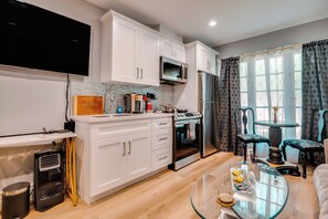 Fridge, microwave, stovetop, coffee/tea maker - Walk to Hollywood Blvd: Chic LA Studio w/ Patio! (Los Angeles)