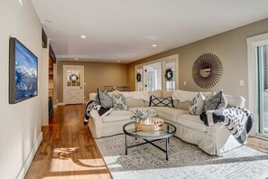 Télévision, cheminée, espaces bureaux