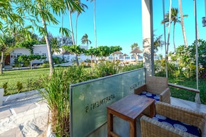 Apartment, 2 Schlafzimmer, Gartenblick, am Strand | Terrasse/Patio
