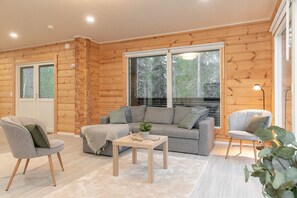 Una televisión, una chimenea