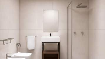 Classic-Doppelzimmer | Badezimmer | Dusche, Haartrockner, Hausschuhe, Handtücher