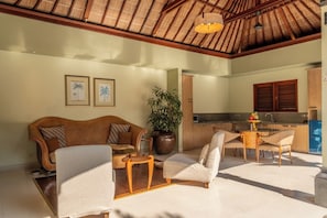 Comfort Villa, Pool View | Living area | 40-inch flat-screen TV with cable channels - Villa Elegant by Exotiq (Seminyak)