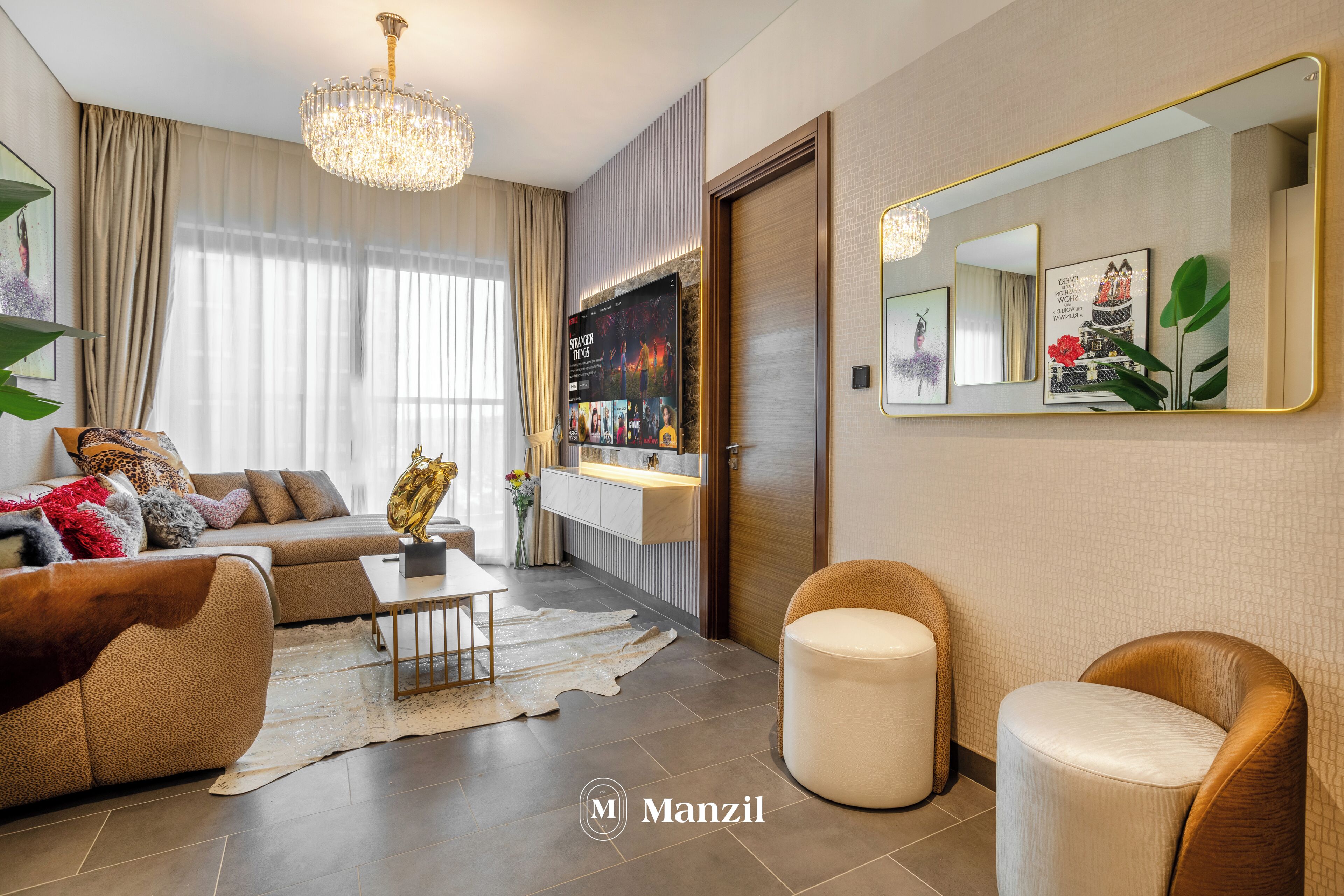 Appartamento Luxury, balcone, vista città | Area soggiorno