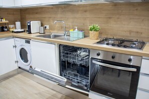 Fridge, oven, stovetop, dishwasher