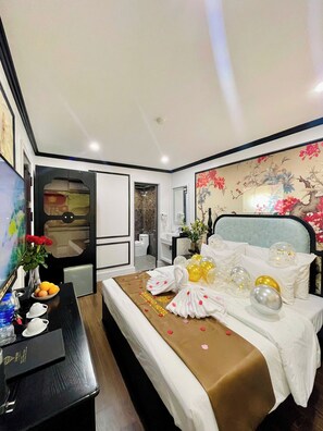 Superior tweepersoonskamer | Italiaanse Frette-lakens, luxe beddengoed, donzen dekbedden