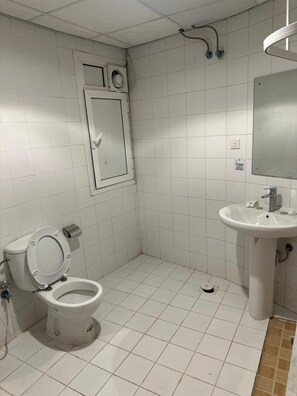 Duschwanne, Handtücher, Seife, Shampoo