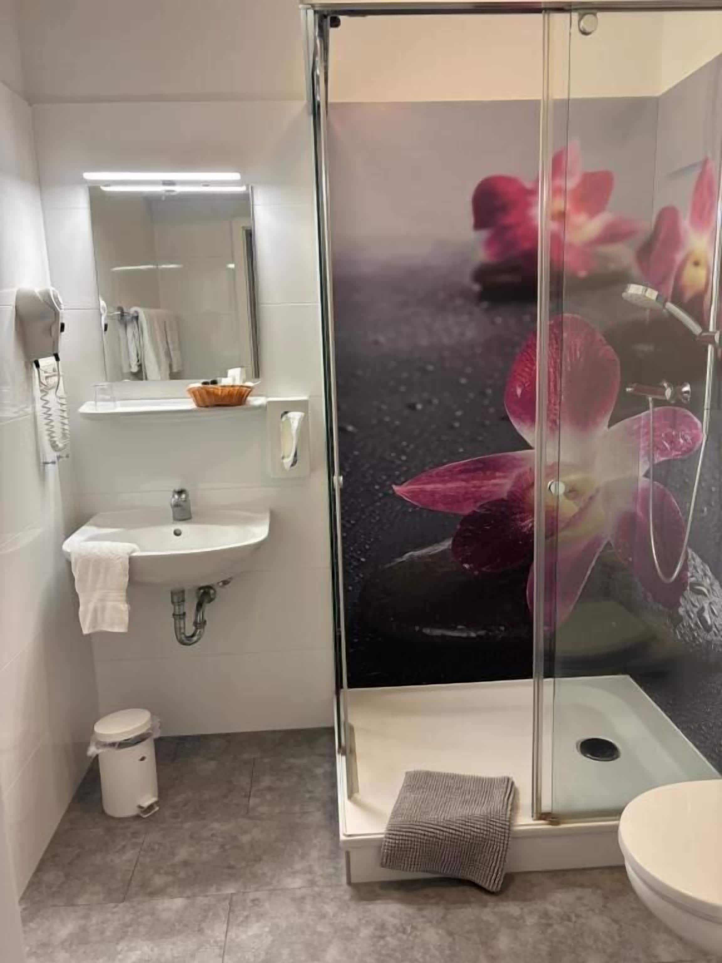 Dusche, kostenlose Toilettenartikel, Haartrockner, Seife