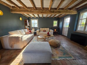 Älytelevisio, takka, kirjoja