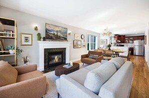 TV, fireplace, offices