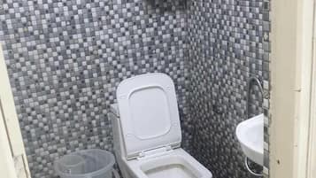 Shower, free toiletries, towels, soap