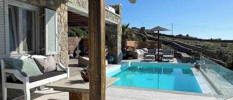 Piscine extérieure, piscine chauffée