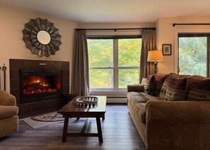 TV, fireplace