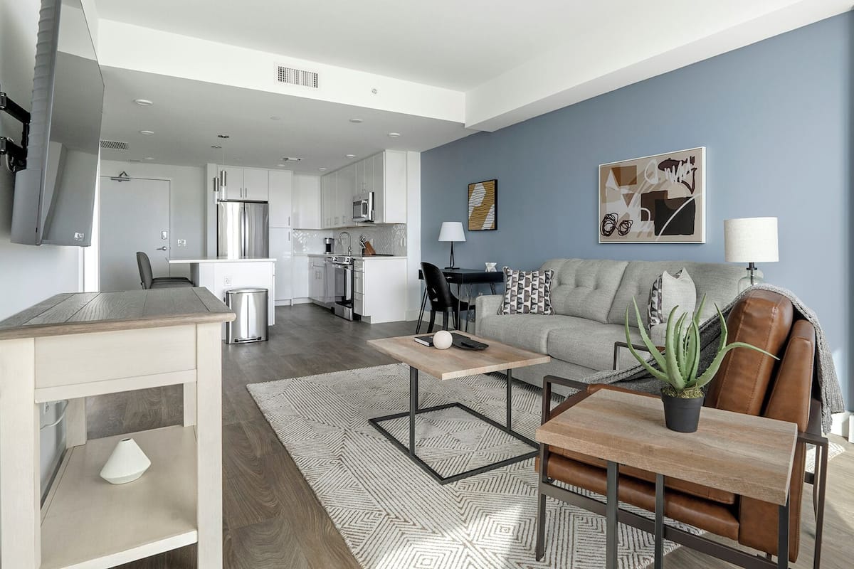 Apartment (1 Bedroom) | Living area | 50-inch Smart TV with digital channels