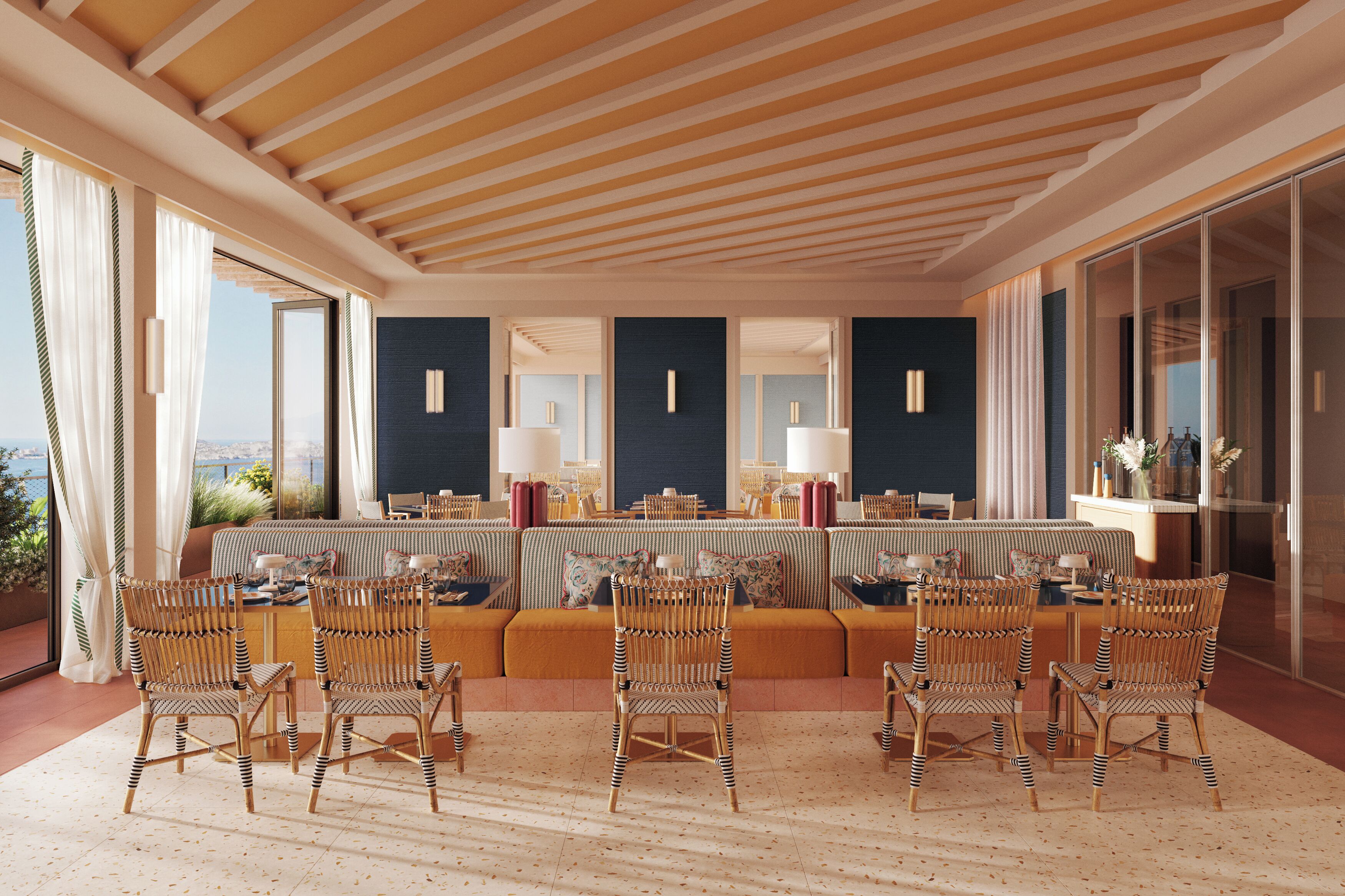2 restaurants servant le petit déjeuner, le déjeuner et le dîner