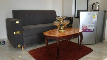 Deluxe Double Room, Balcony, City View | Living area | Computer monitors