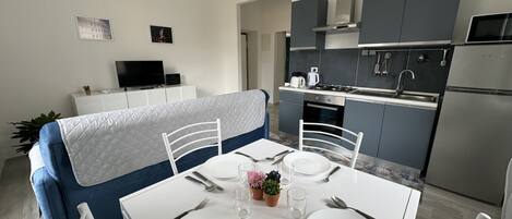 Fridge, microwave, electric kettle